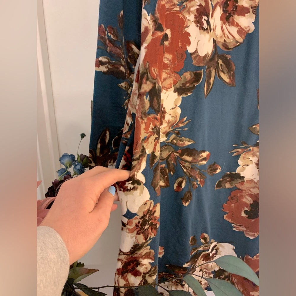 ๐ฑSweet Pea Floral Dress Heather Blue Green - Picture 4 of 7